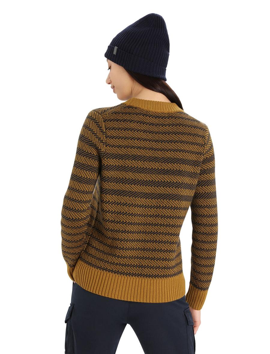 Women's Icebreaker Merino Waypoint Crewe Sweaters Clove / Midnight Navy | CA 1323LISH